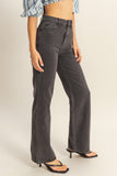 DZ23A836-5PCS-Jeans Vaqueros de Cintura Alta y Pierna Ancha - Moda Mujer