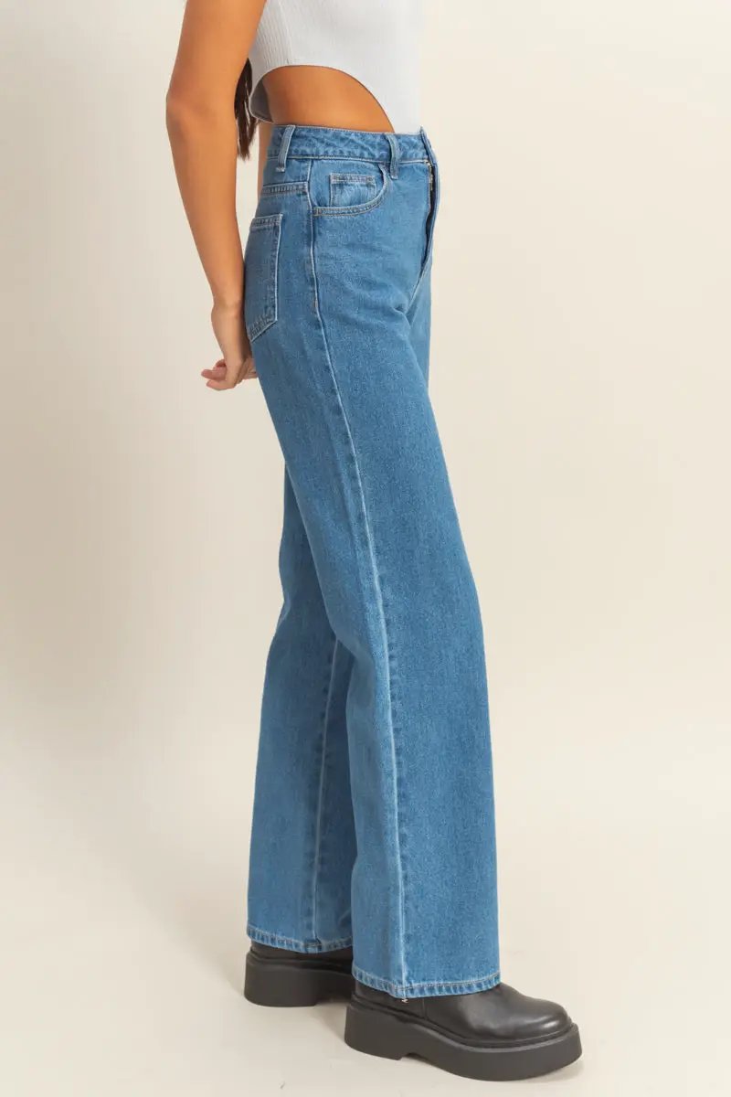 Jeans Mujer Talle Alto Corte Ancho Moda Casual by Yanet Collective