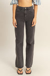 DZ23A836-5PCS-Jeans Vaqueros de Cintura Alta y Pierna Ancha - Moda Mujer