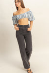DZ23A836-5PCS-Jeans Vaqueros de Cintura Alta y Pierna Ancha - Moda Mujer