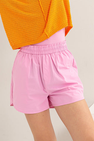 Poplin High Waist Shorts Rosa Dz24a298