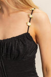 Vestido Corto Asimétrico con Tirantes de Rosas