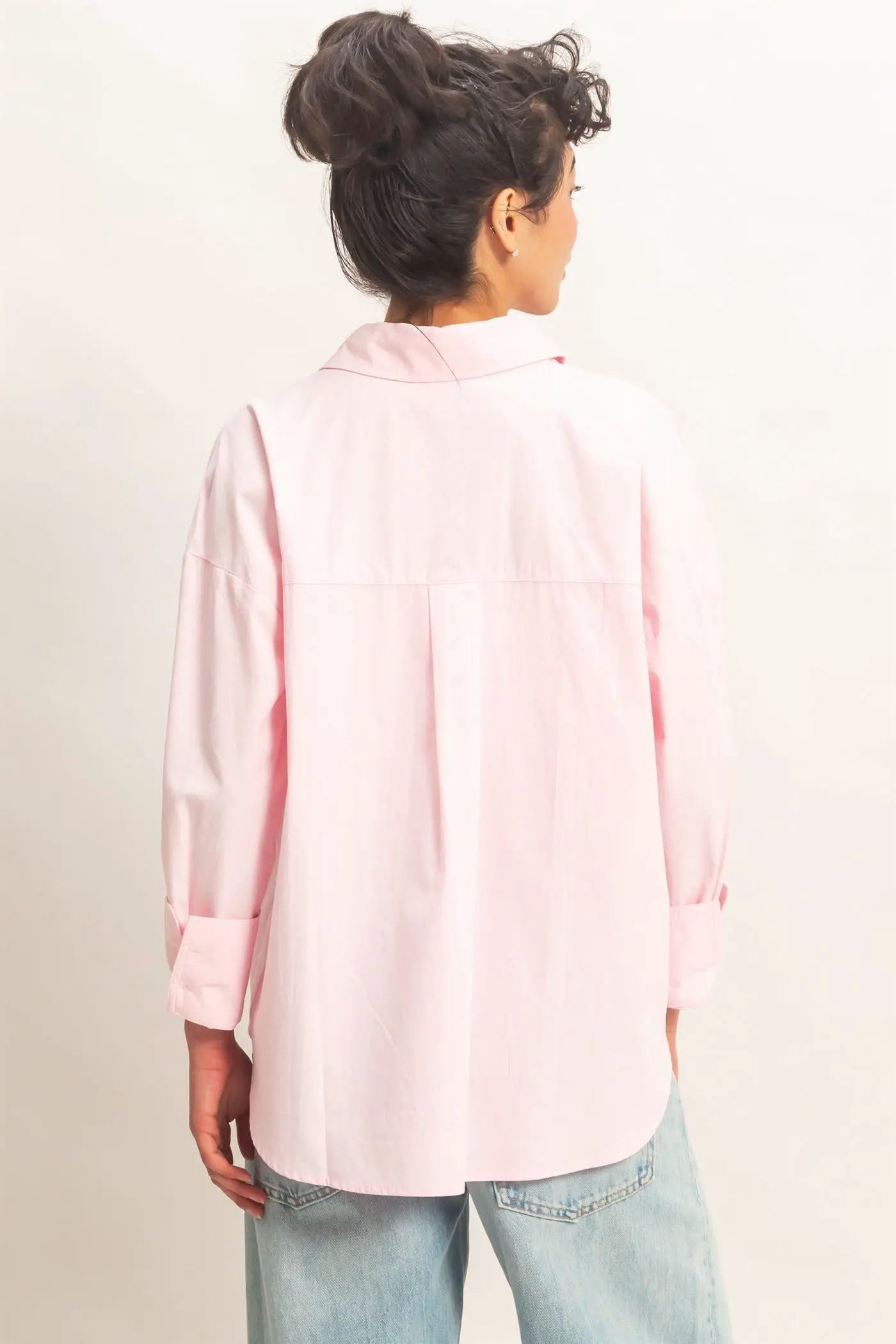 Camisa Popalina Mujer Manga Larga con Botones | Estilo Clásico Chic by HYFVE