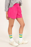 Shorts de Popelina Tiro Alto Fucsia con Bolsillos Dz24a298