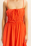 Vestido Corto Naranja con Tirantes Finos y Espalda Abierta Hf25a284