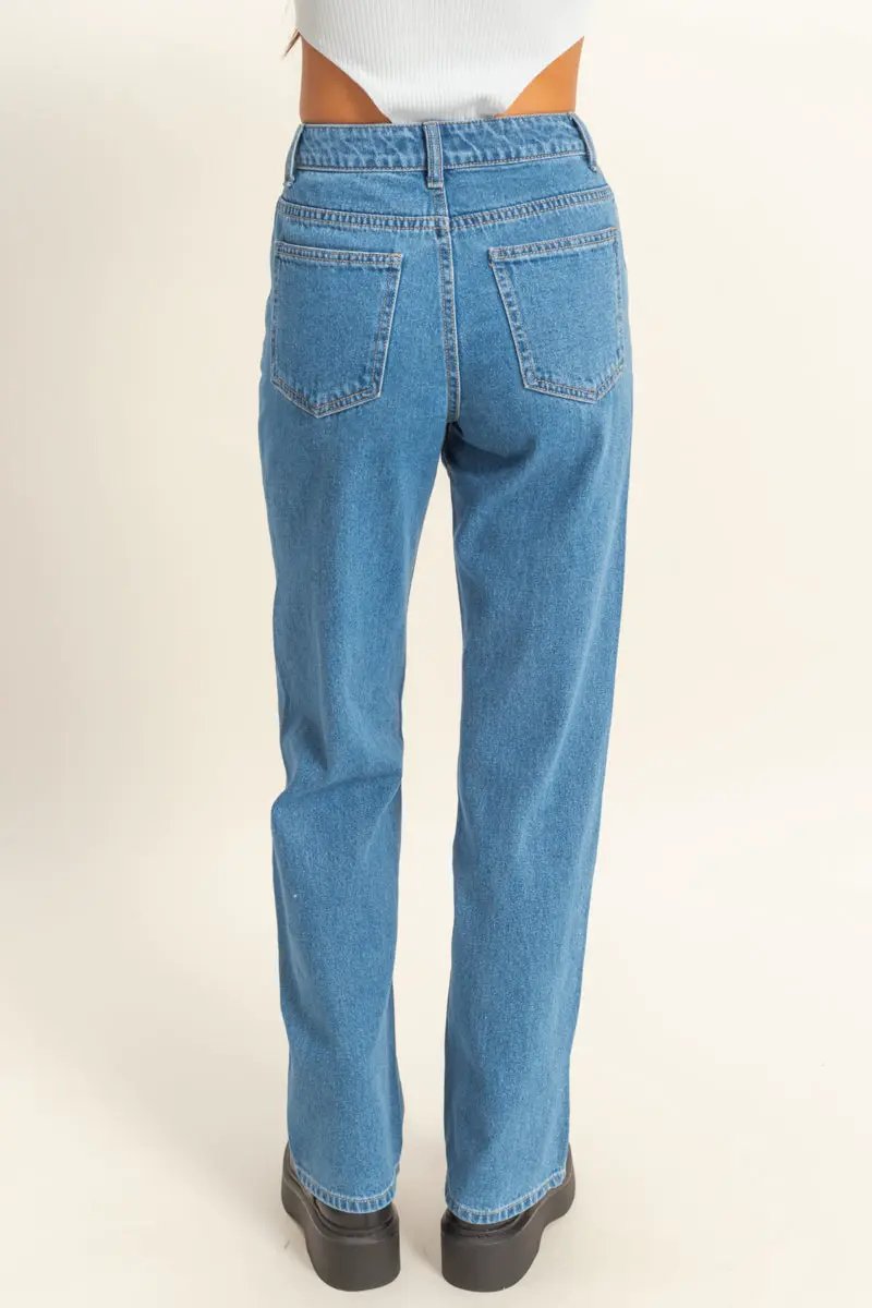 Jeans Mujer Talle Alto Corte Ancho Moda Casual by Yanet Collective