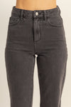 DZ23A836-5PCS-Jeans Vaqueros de Cintura Alta y Pierna Ancha - Moda Mujer