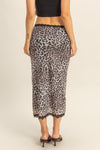 Falda Lápiz Animal Print Leopardo con Encaje Elegante Mujer Moda Casual Fiesta