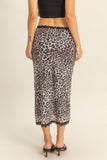 Falda Lápiz Animal Print Leopardo con Encaje Elegante Mujer Moda Casual Fiesta