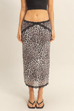 Falda Lápiz Animal Print Leopardo con Encaje Elegante Mujer Moda Casual Fiesta
