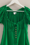 Vestido Corto Bohemio con Botones y Manga Abullonada