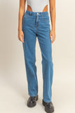 DZ23A836-5PCS-Jeans Vaqueros de Cintura Alta y Pierna Ancha - Moda Mujer