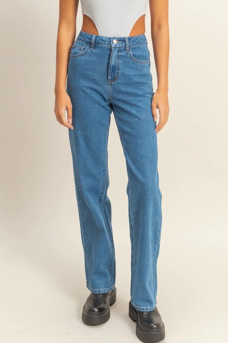 Jeans Mujer Talle Alto Corte Ancho Moda Casual by Yanet Collective