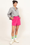 Shorts de Popelina Tiro Alto Fucsia con Bolsillos Dz24a298