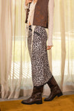 Falda Lápiz Animal Print Leopardo con Encaje Elegante Mujer Moda Casual Fiesta