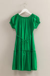 Vestido Corto Bohemio con Botones y Manga Abullonada
