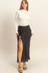Falda Negra  Larga Maxi Mujer Floral Elegante Con Cordón Ajustable Casual