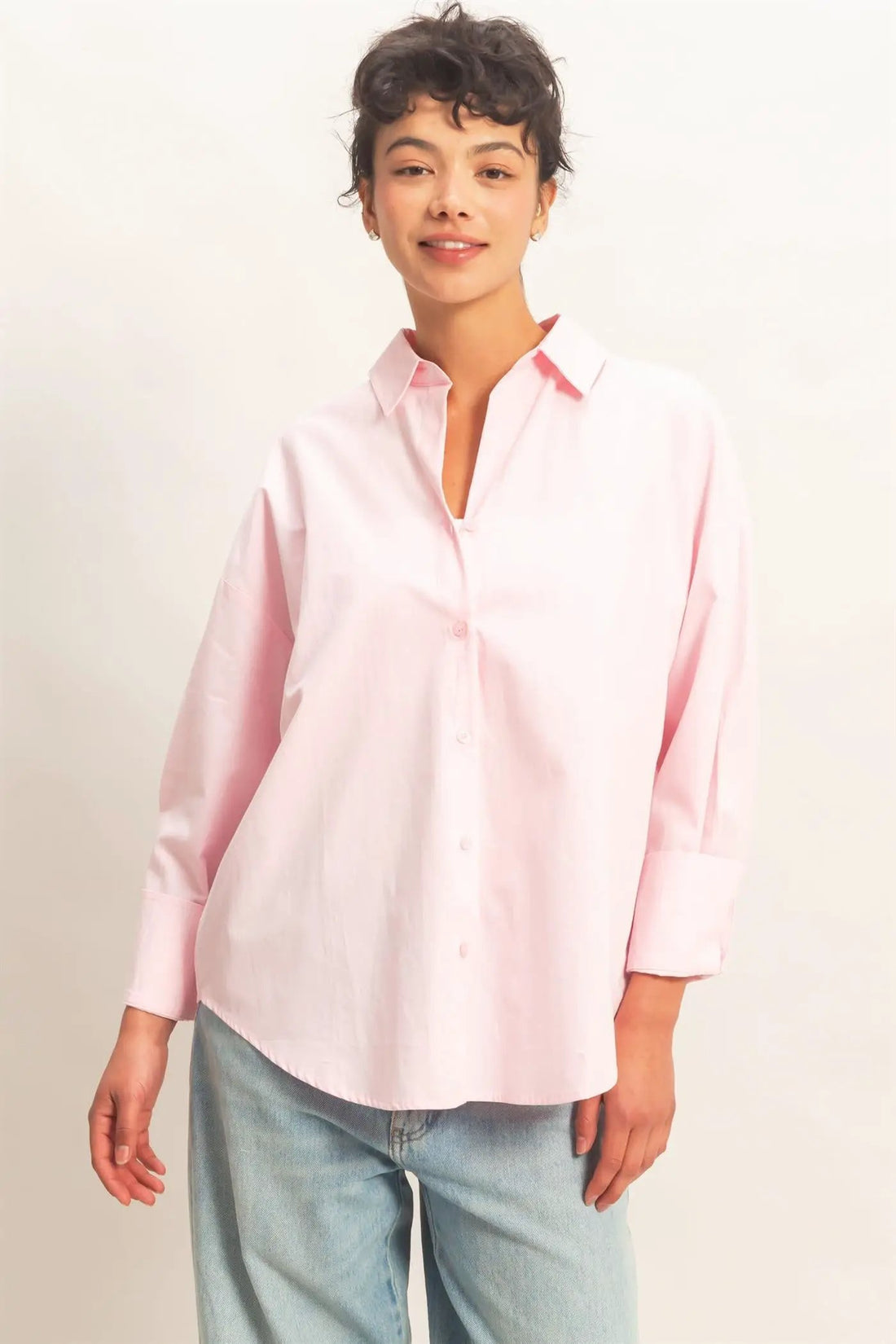 Camisa Popalina Mujer Manga Larga con Botones | Estilo Clásico Chic by HYFVE