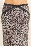 Falda Lápiz Animal Print Leopardo con Encaje Elegante Mujer Moda Casual Fiesta