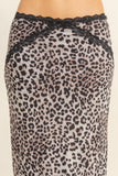 Falda Lápiz Animal Print Leopardo con Encaje Elegante Mujer Moda Casual Fiesta