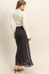 Falda Negra  Larga Maxi Mujer Floral Elegante Con Cordón Ajustable Casual