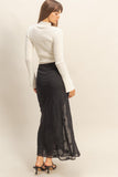 Falda Negra  Larga Maxi Mujer Floral Elegante Con Cordón Ajustable Casual