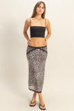 Falda Lápiz Animal Print Leopardo con Encaje Elegante Mujer Moda Casual Fiesta
