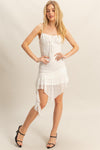 Vestido Corto Asimétrico con Tirantes de Rosas