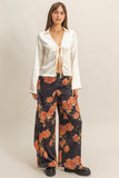 Blusa Beige Satinada Mujer Elegante Con Moño Frontal Cuello Camisero Manga Acampanada