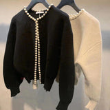 Sueter Cardigan Negro Aperlado