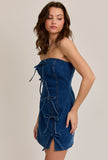 Vestido Denim Mezclilla Corto Moños