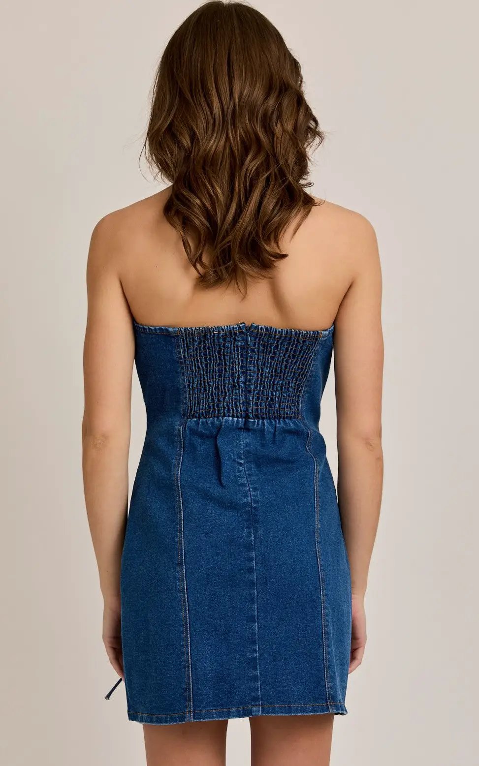 Vestido Denim Mezclilla Corto Moños by Yanet Collective