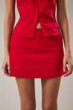 Falda Mini Short Roja Lino y Algodon