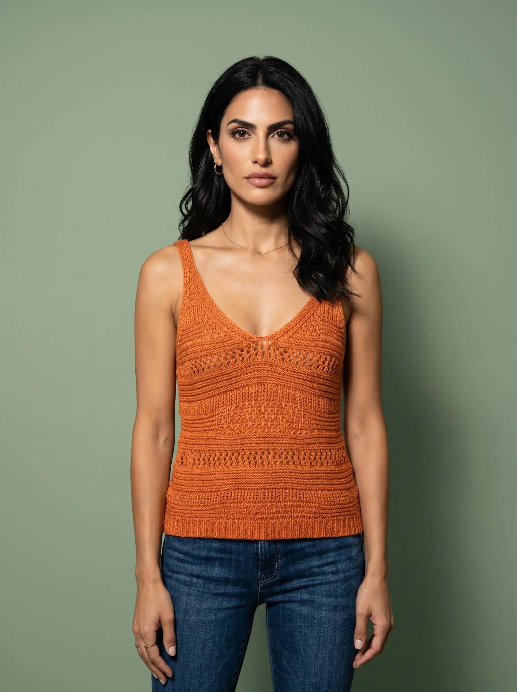 Yanet Collective Blusa naranja tejida -