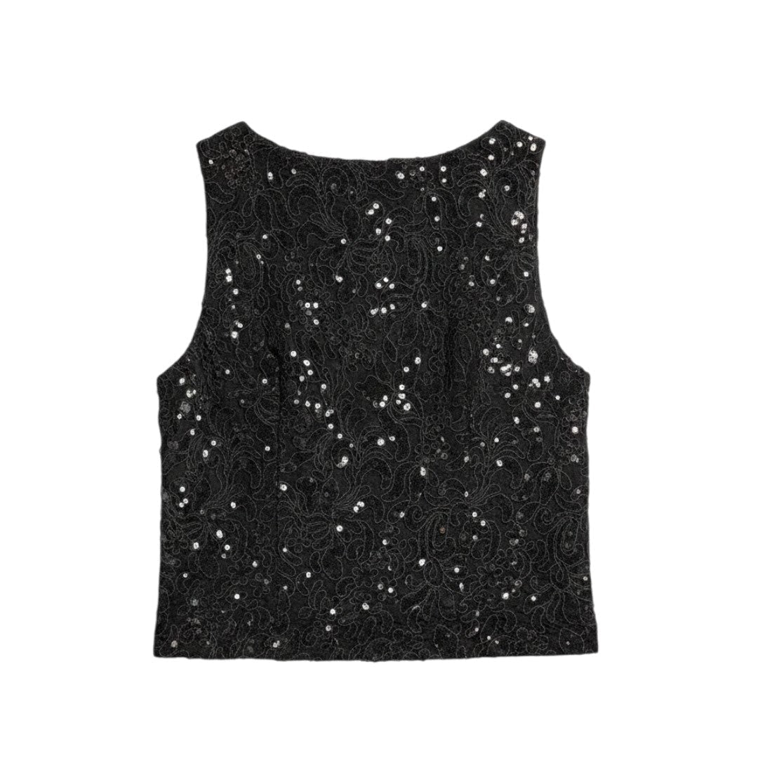Black Sleeveless Sequin Top with Silver Pleated Skirt
