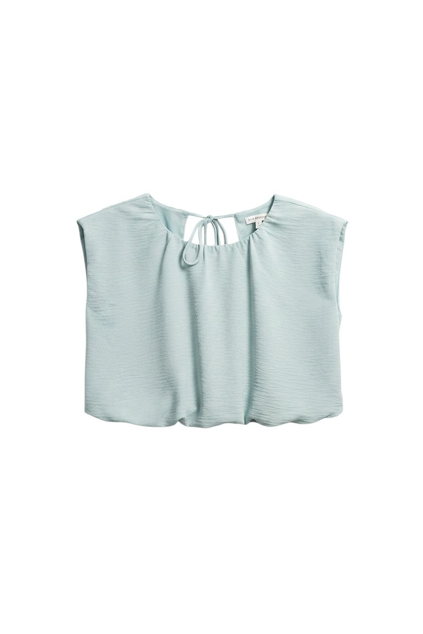 Light Blue Short Sleeve Top with Tie Detail