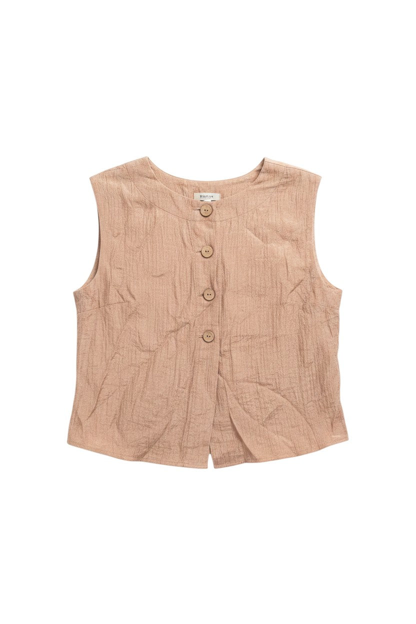 Peach Sleeveless Top with Textured Fabric