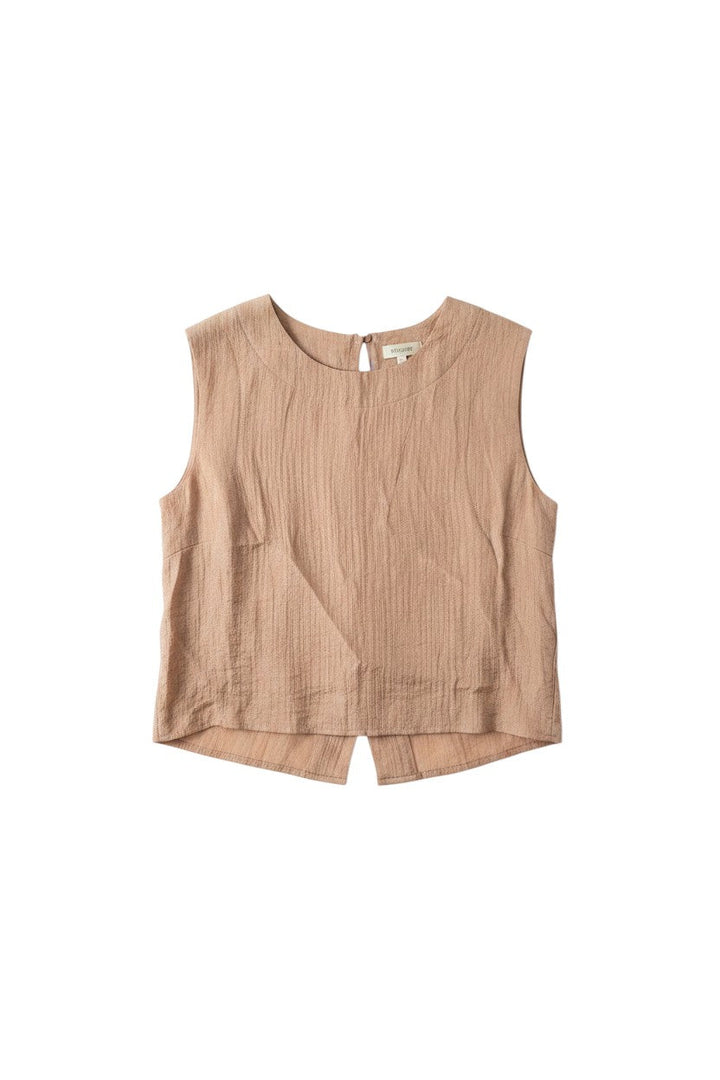 Peach Sleeveless Top with Textured Fabric