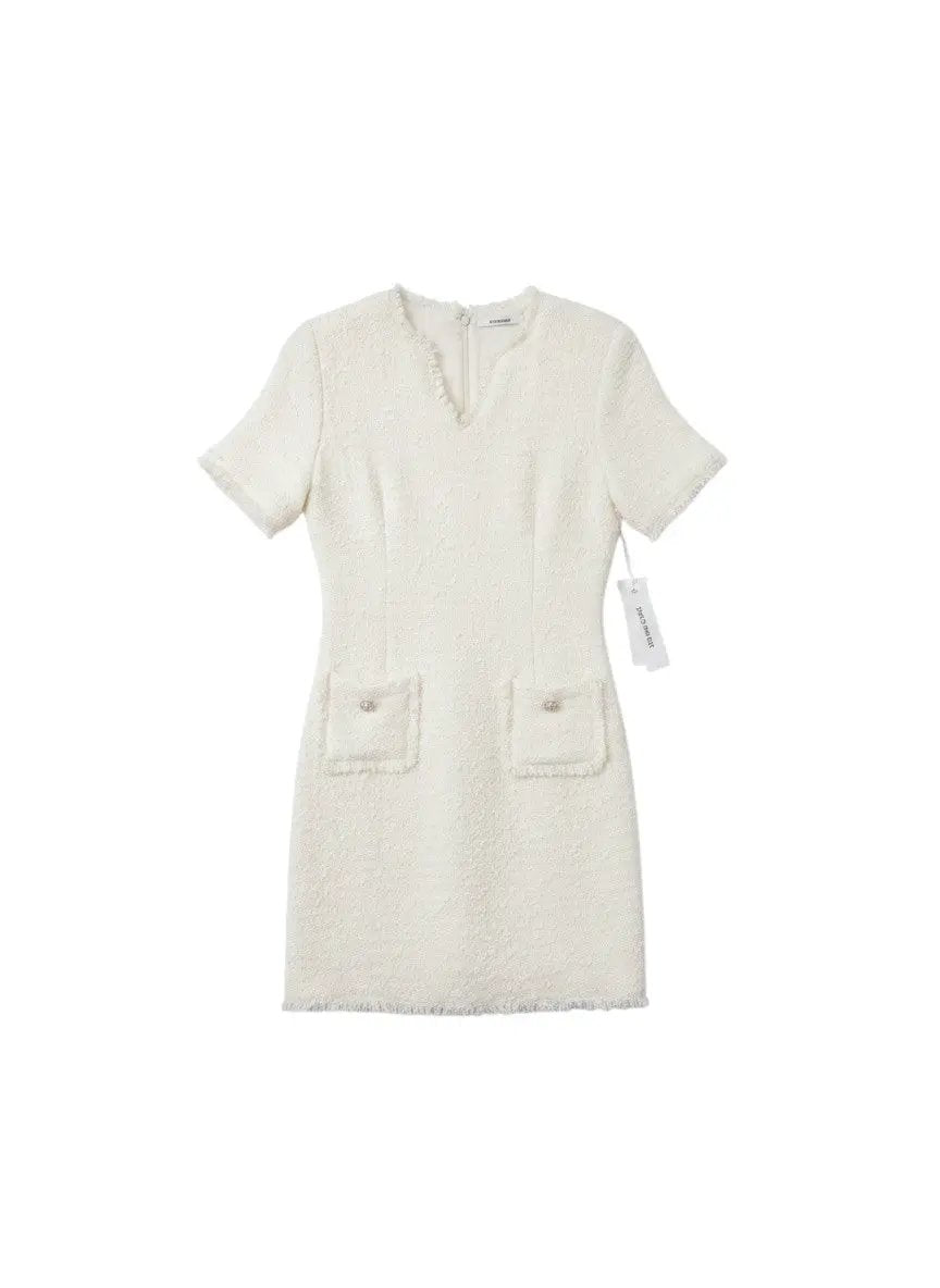 Vestido corto beige manga corta by Yanet Collective