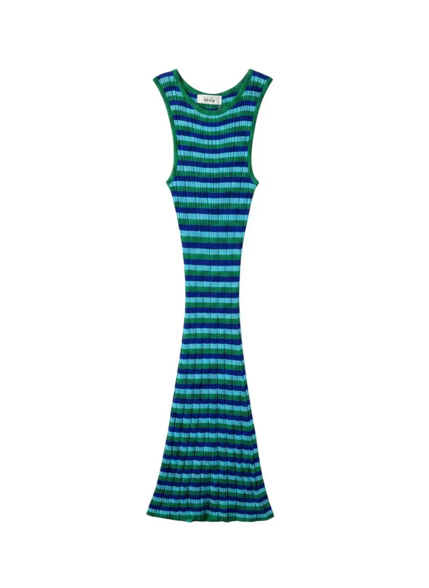 Vestido rayas azul verde by Yanet Collective