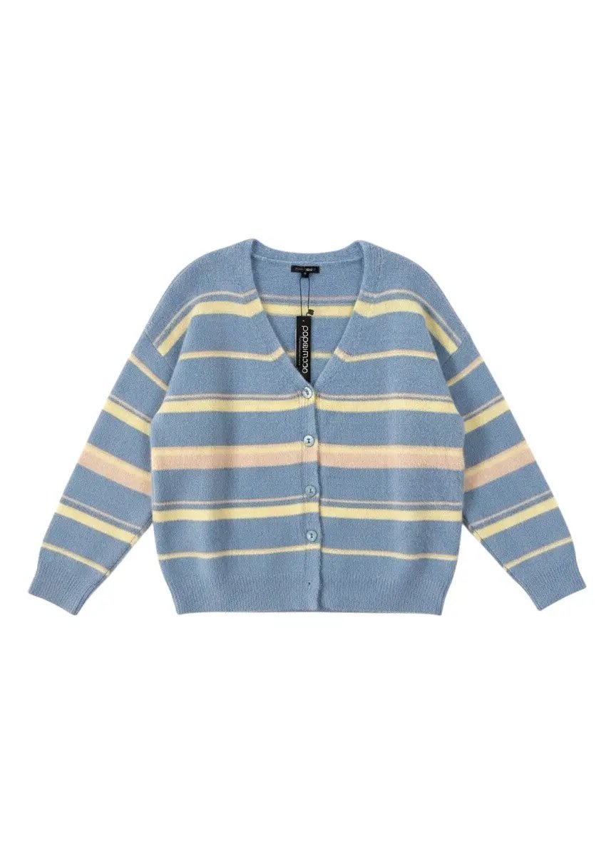 Cardigan suéter de Dama Rayas Azul by Yanet Collective