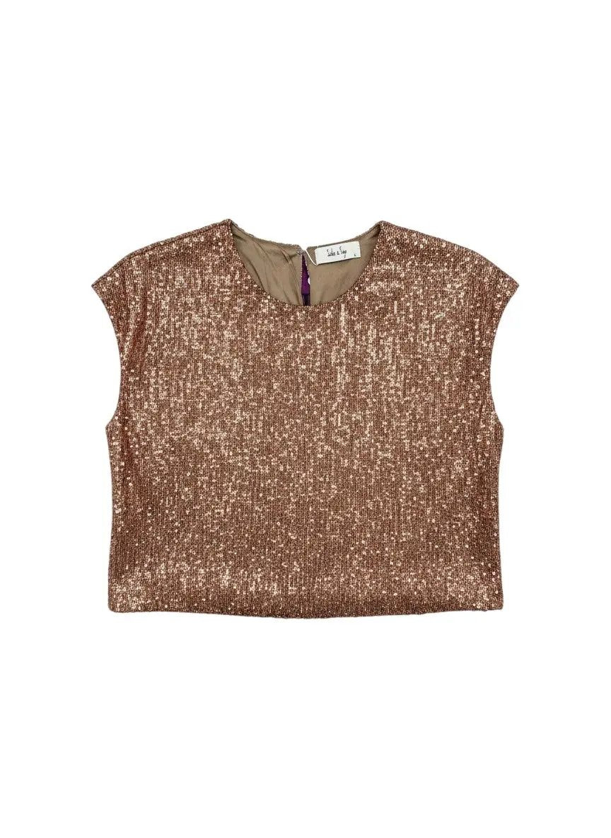 Blusa de lentejuelas café by Yanet Collective