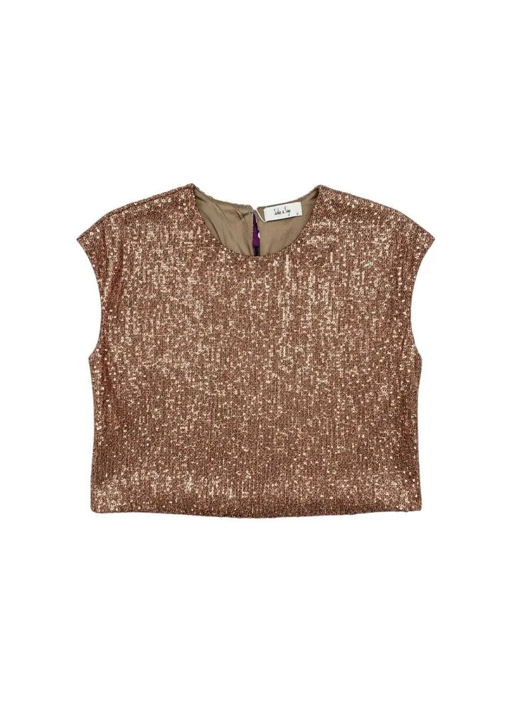 Blusa de lentejuelas café by Yanet Collective