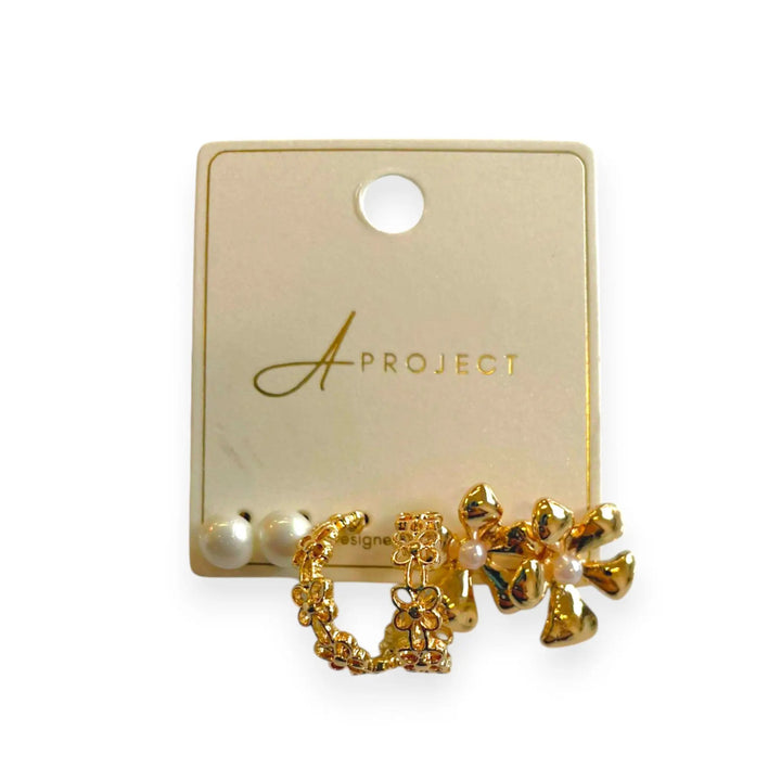 Trio aretes de flores arracadas by Yanet Collective