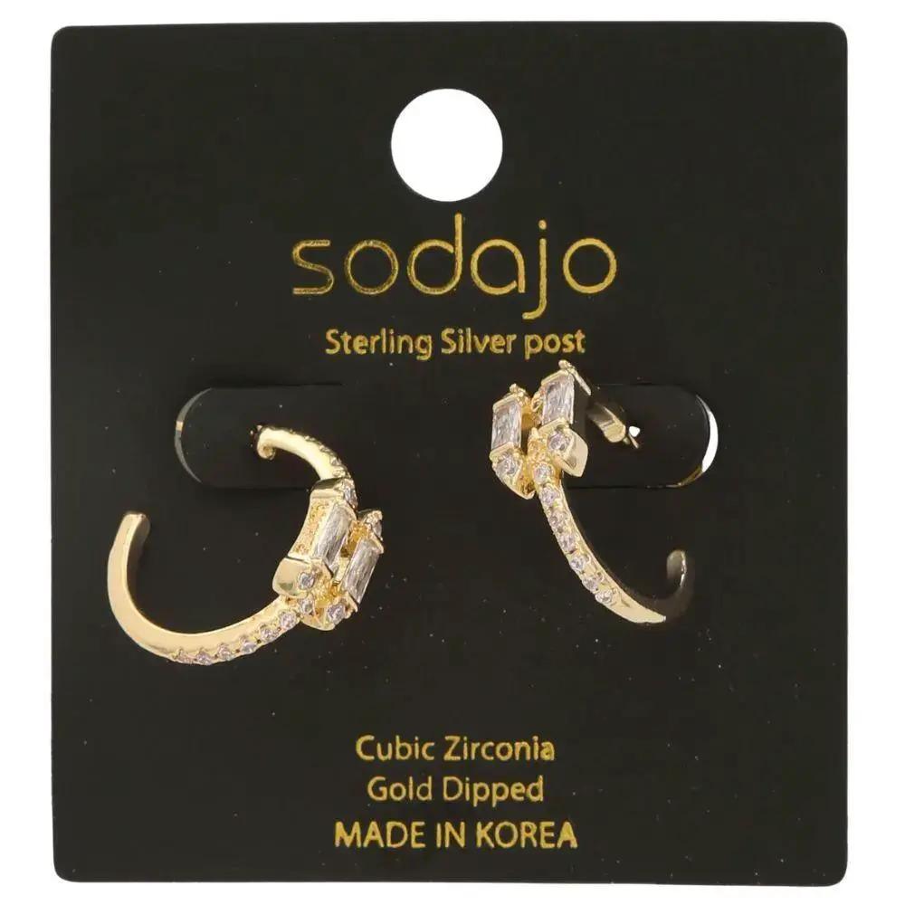 Aretes de aro brillantes con detalles de piedras preciosas by Sodajo