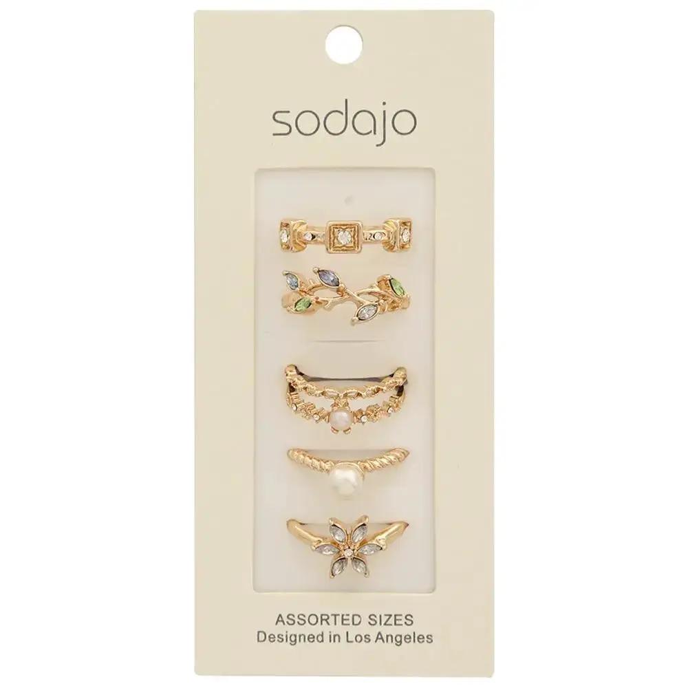 Conjunto de anillos surtidos de metal, diamantes de imitación y perlas de SODAJO by SODAJO