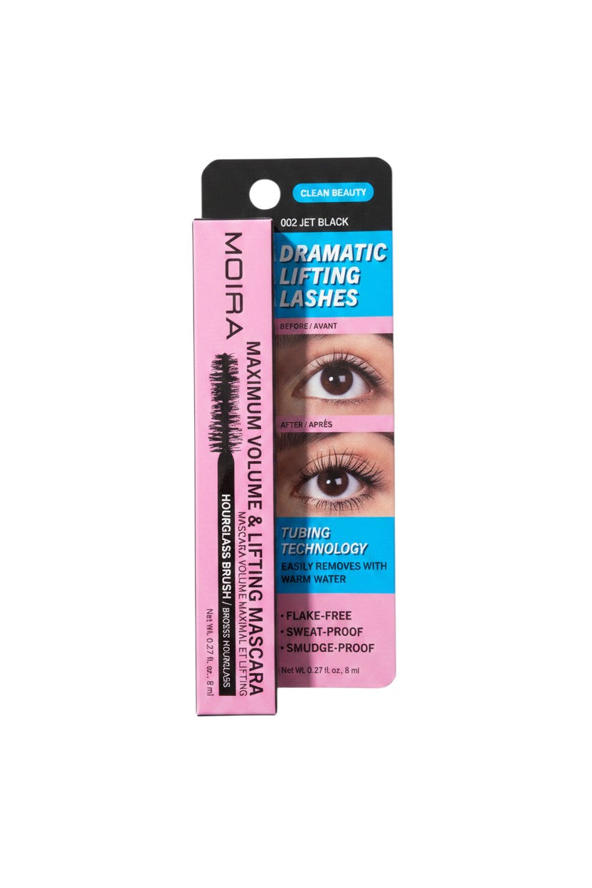 Yanet Collective MOIRA Maximum Volume and Lifting Mascara in 002 Jet Black with hourglass brush and tubing technology
