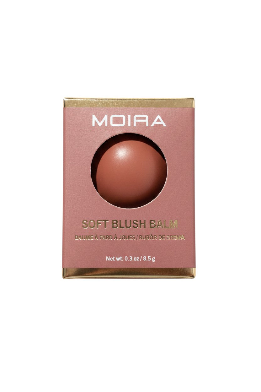 Yanet Collective MOIRA Soft Blush Balm in a dusty rose compact packaging with a circular product cutout