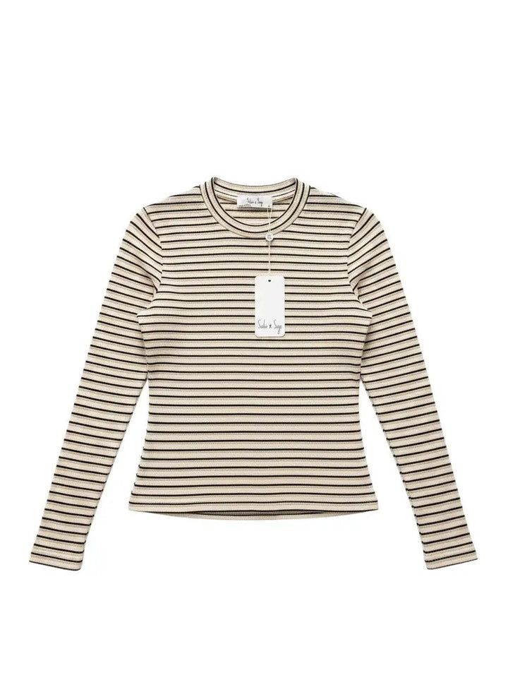 Blusa manga larga de rayas café by Yanet Collective