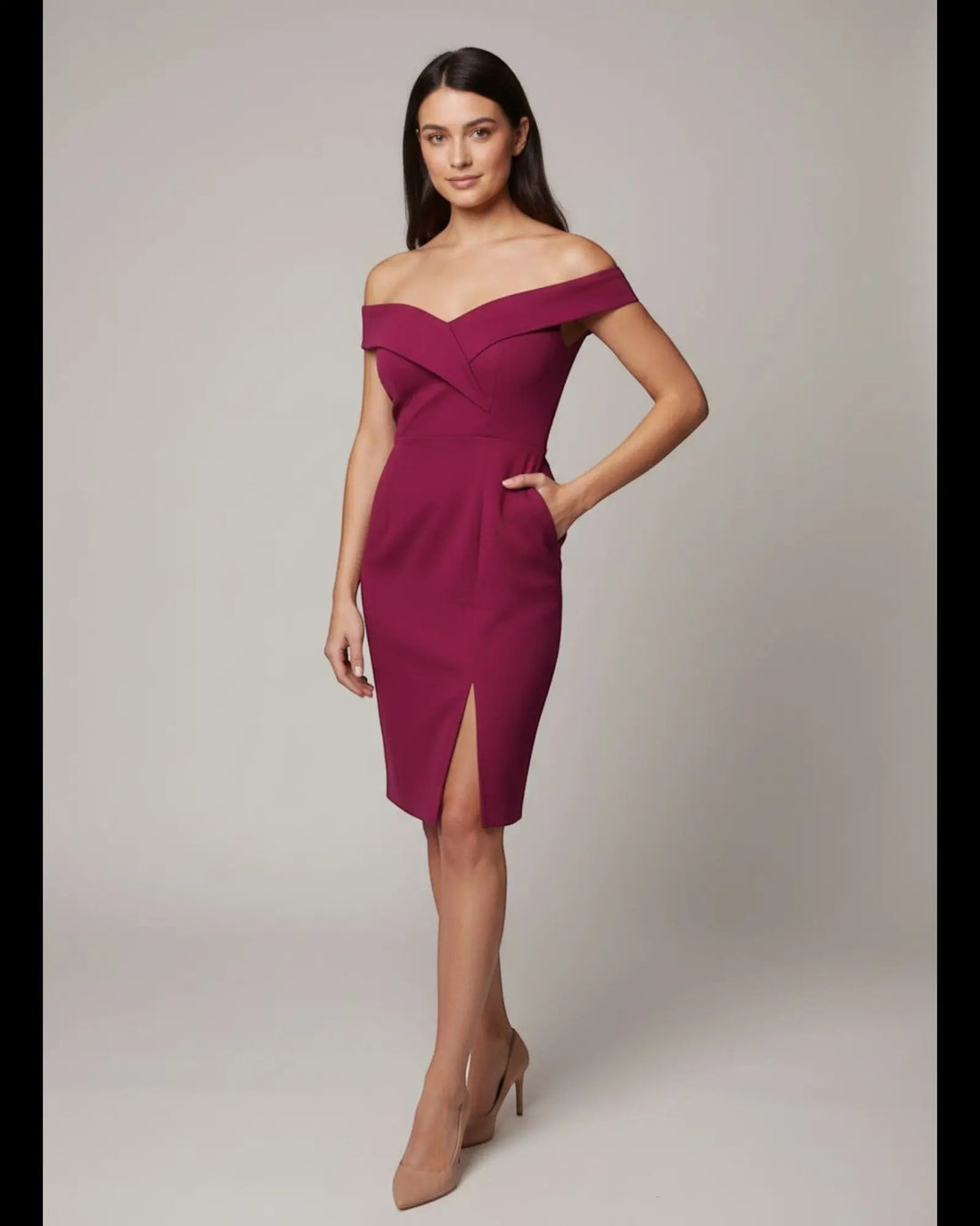 Vestido morado vino corto by Yanet Collection